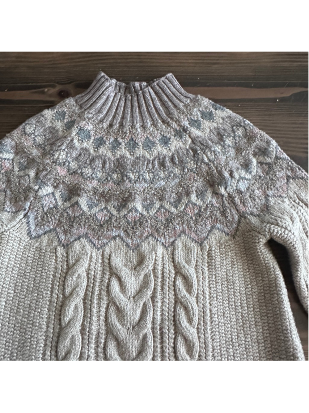 Chico’s 1P Fair Isle Turtleneck Sweater Beige